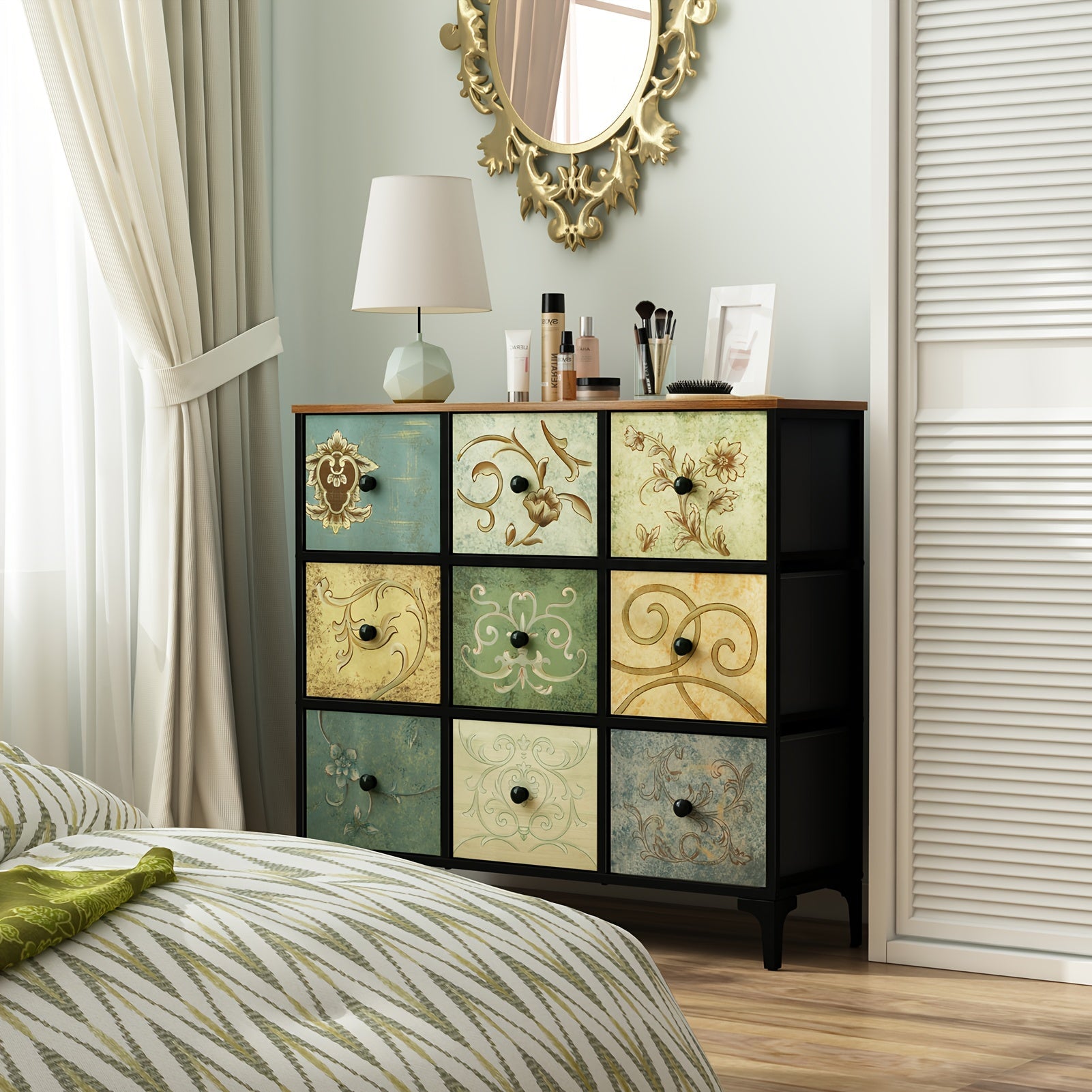 Dresser with 9 Drawers Tall Storage Dresser for Bedroom Modern Chest of Drawers for Closet Living Room Hallway Wooden
