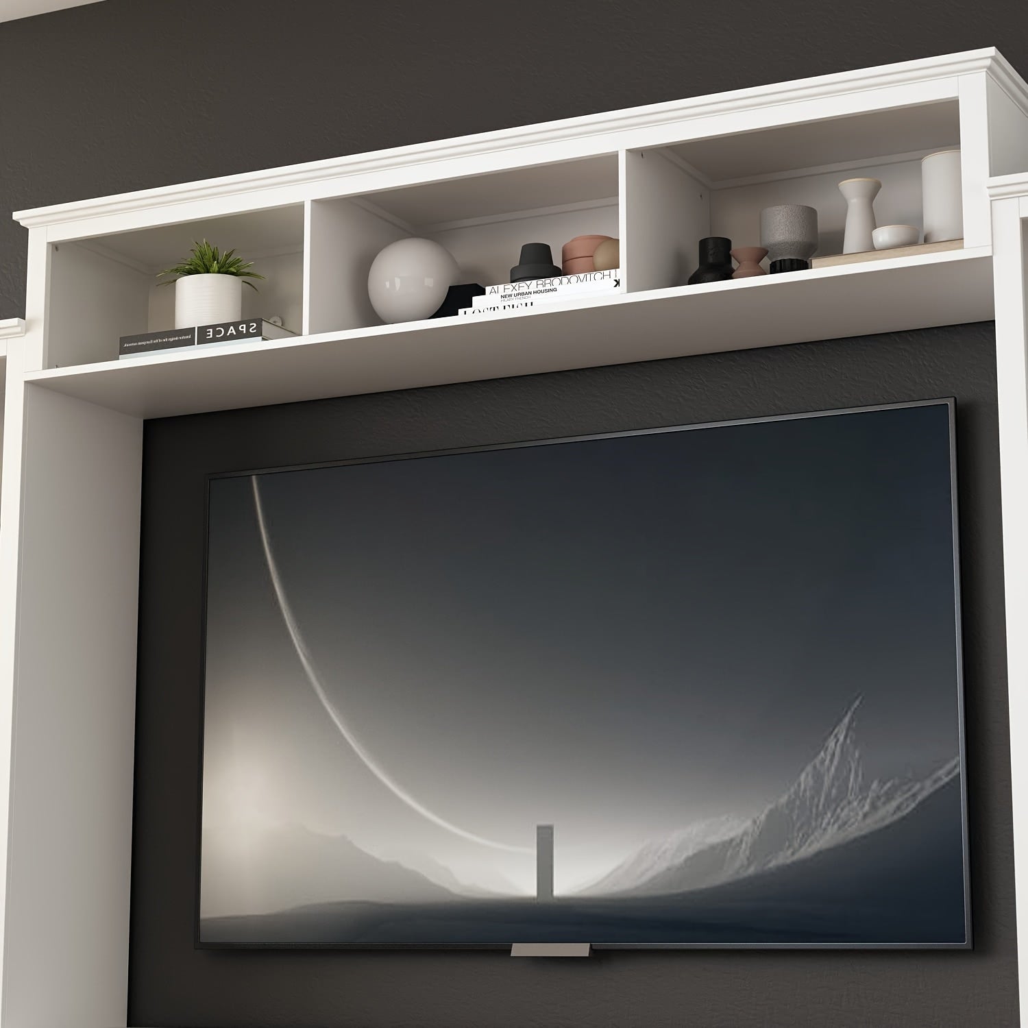 4-Piece Wall Unit TV Stand With Bookshelves For TVs Up To 165cm Modern TV Console Table Media Entertainment Center