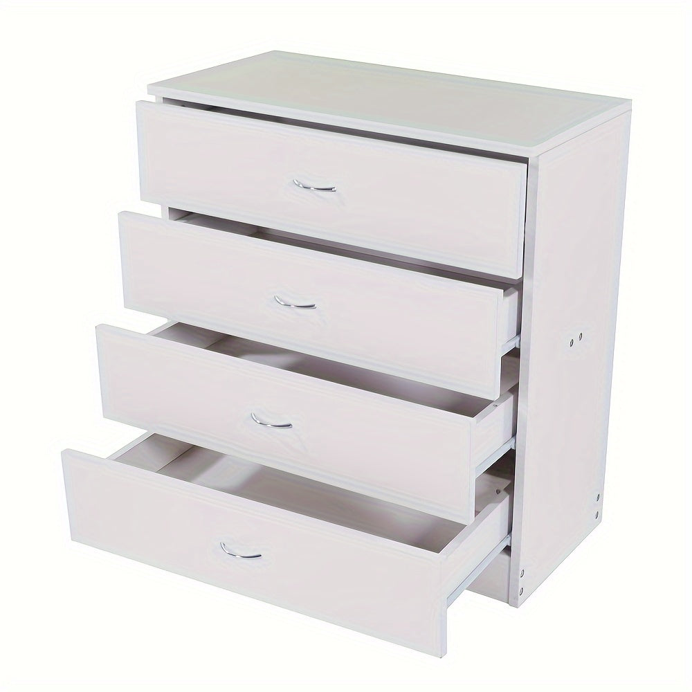 1pc MDF Wood Simple 4-Drawer Dresser White/Black