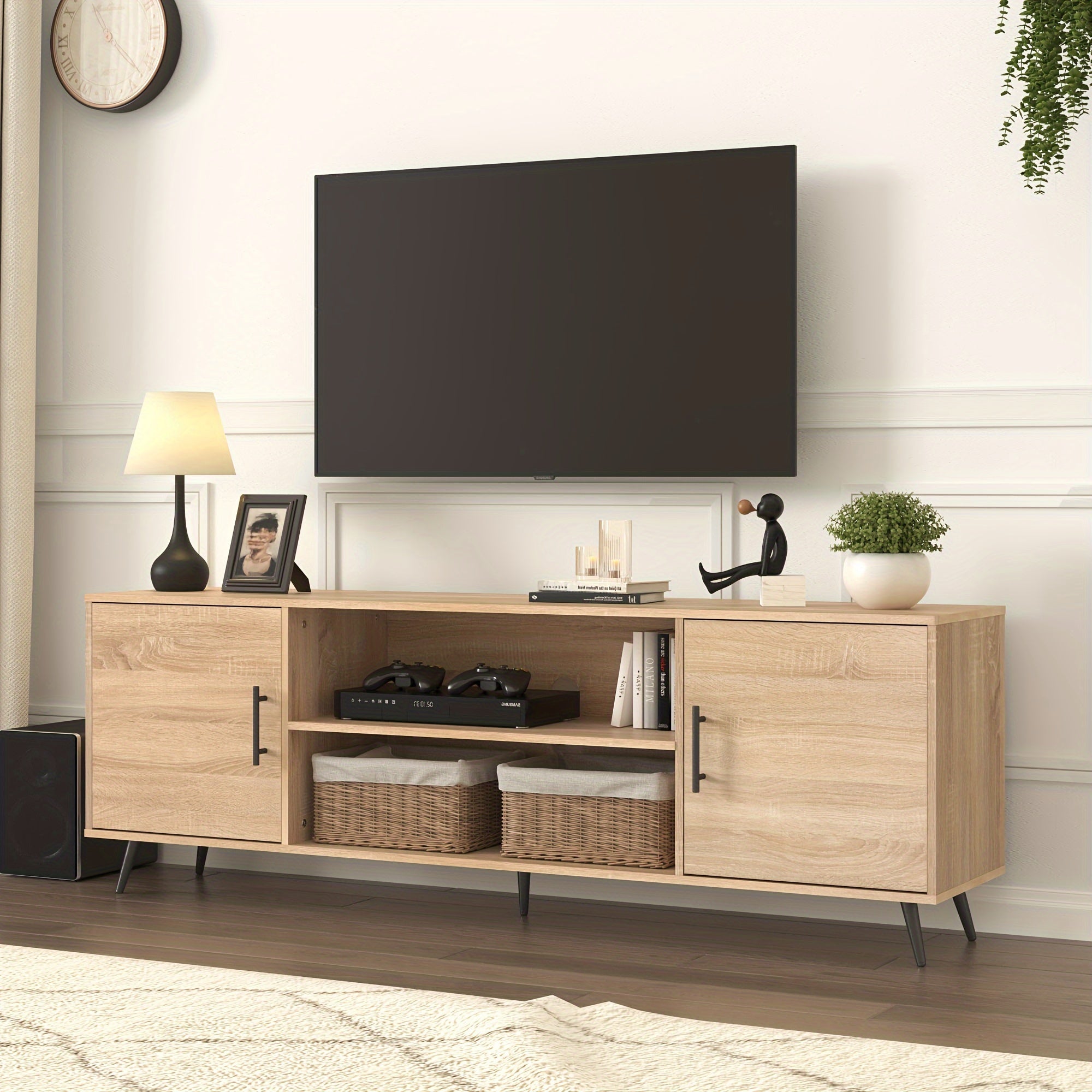 178cm Modern TV Stand For 203cm TV Wood TV Stand With Storage Entertainment Center For Living Room Bedroom TV Media