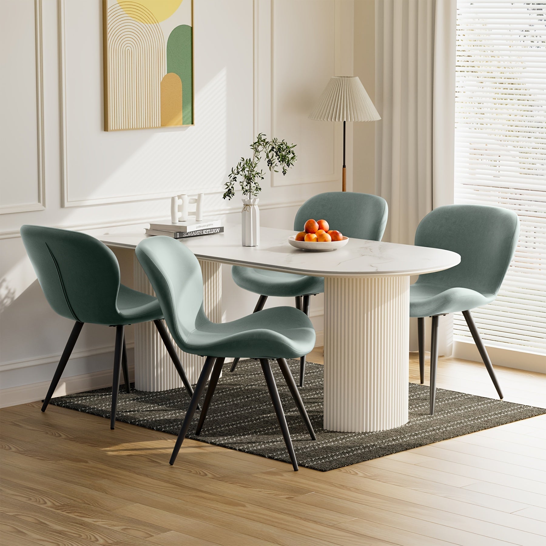 Contemporary Faux Leather Dining Chairs, Ergonomic Upholstered Seating with Metal Legs, Easy Clean, No Electricity Required, for Kitchen and Dining Room