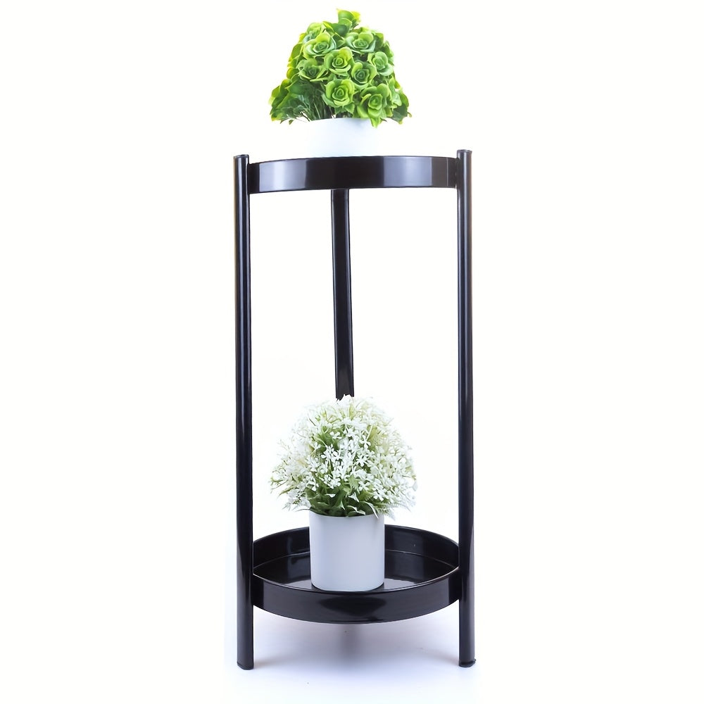 1pc Plant Stand Indoor Outdoor - Flower Pot Holder Metal Plant Rack Organizer, 2 Tiers Tall Plant Display Storage Shelf Table For Home Garden Patio Bathroom Office Living Room Balcony Corner