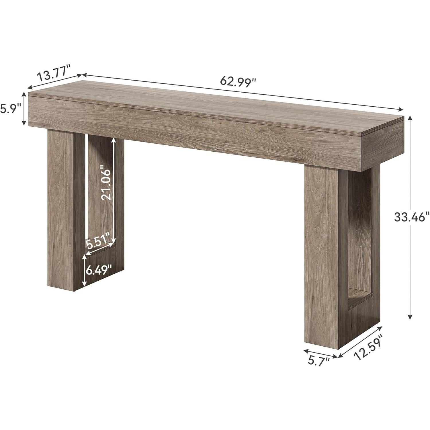 Chic 63-Inch Grey Wooden Console Table - Versatile Entryway, Foyer & Living Room Sofa Table with Ample Storage Space