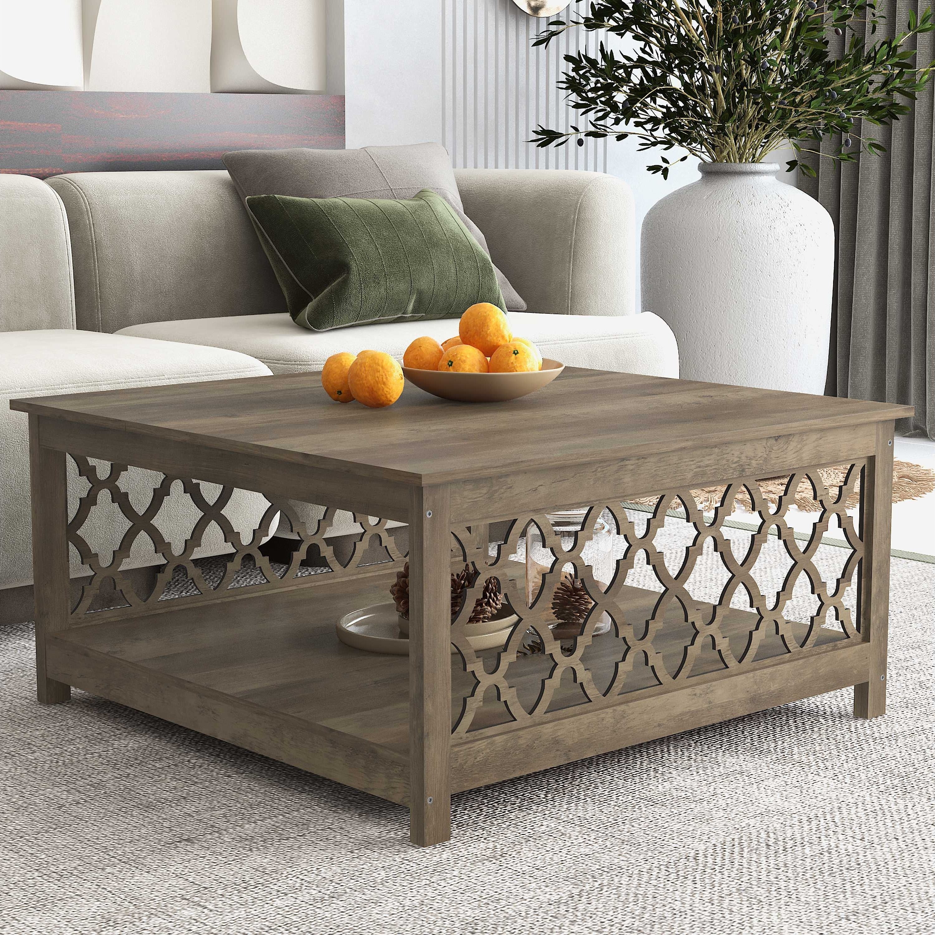 Square Wood Top Coffee Table