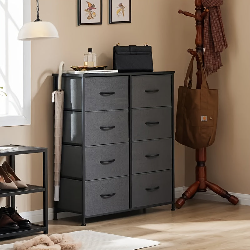 1 Or 2-piece 8-drawer Dresser With Metal Frame, High Feet, Can Be Mounted On The Floor Or Fixed To The Wall, Save Space, Quick Storage, Suitable For Indoor Use, Bedroom Storage