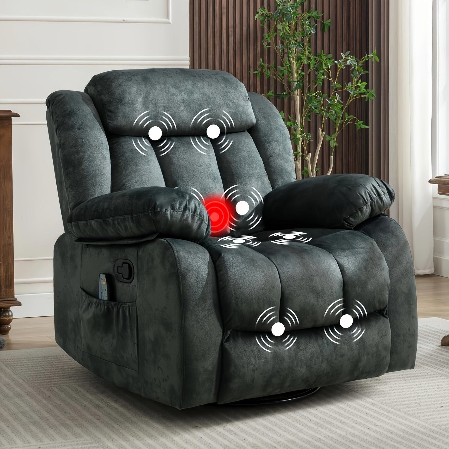 Modern Single Sofa Chair With 360 Degree Swivel Manual Lift Recliner, Use Living Room, Dining Room Leisure Chair