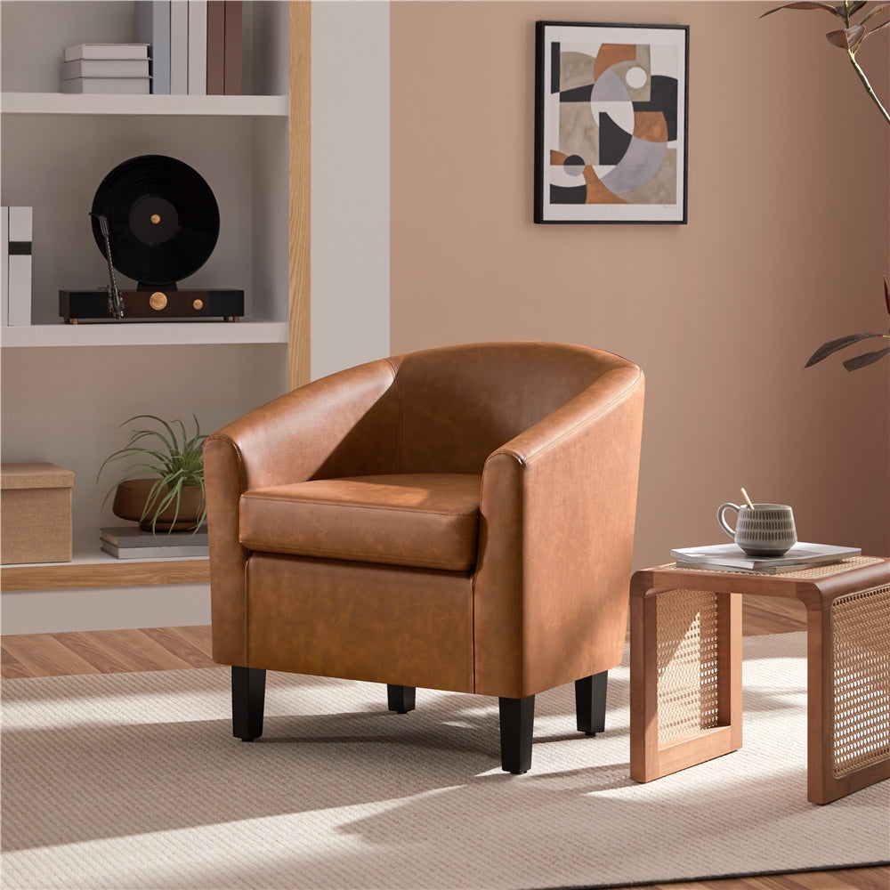 Accent Chair Faux Leather Club Chair for Living Room/Bedroom/Home Bar