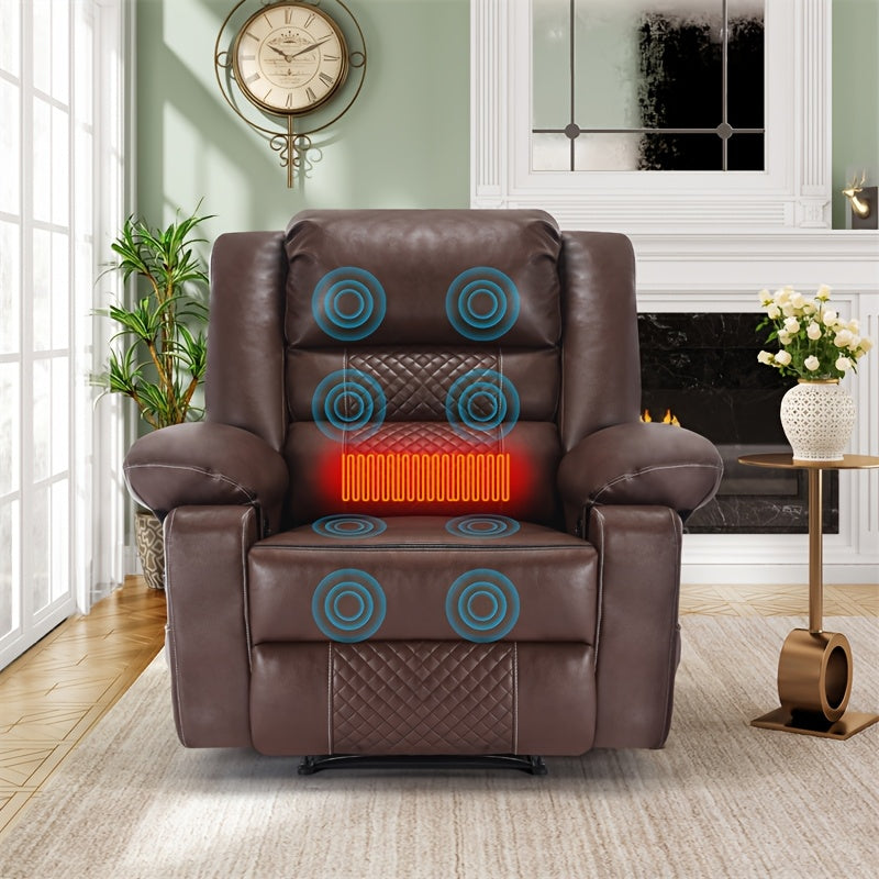 Luxurious Brown Faux Leather Manual Lounge Chair - Ergonomic Design with Airflow Technology, Sturdy Metal Frame & Padded Comfort | Features Adjustable Headrest, Armrests & Leg Support | Ideal for Living Room, 5ft Tall, Chair