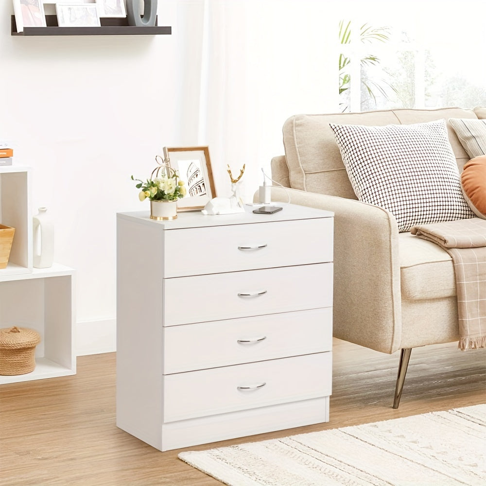 Modern Simple 4-Drawer Dresser White/Black