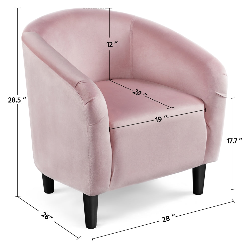 Velvet Club Chair Accent Arm Chair Upholstered Barrel Chair Black/Navy Blue/Gray/Pagoda Blue/Rose Red/Pink/Yellow