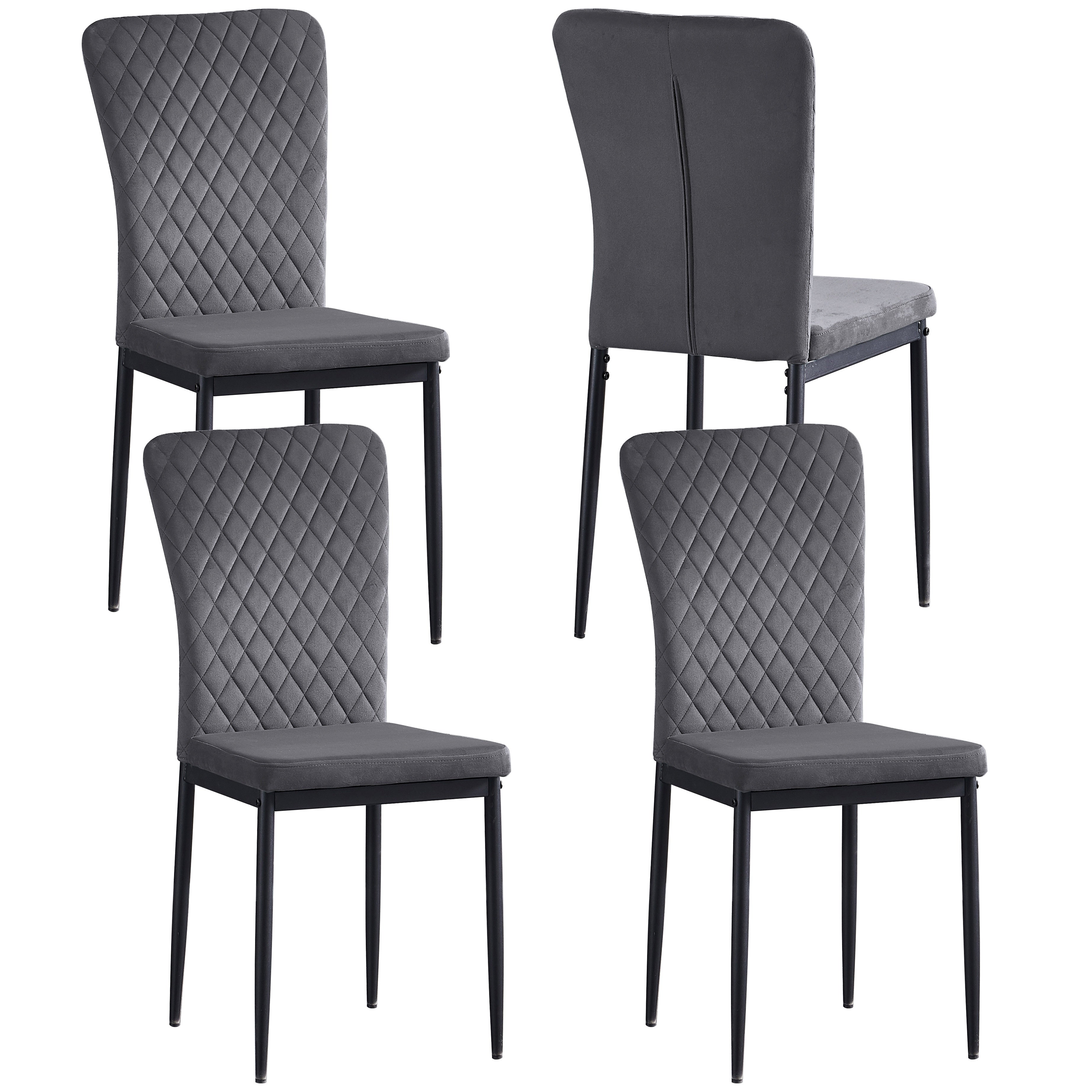 Black Velvet Dining Chairs Set Of 4 Kitchen & Dining Room Chairs High Back Kitchen Living Room Chairs Metal Frame Modern Lattice Design Set Of 6 Brown Living Room Chairs Dining Chairs with Suede, High Back, Metal Frame And Mo