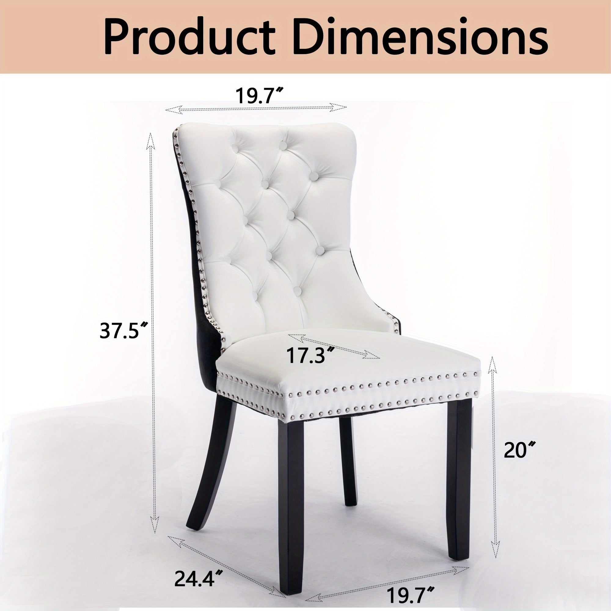 Modern Faux Leather Upholstered Dining Chair 2-Pcs Set, High-end Tufted Solid Wood PU and Velvet Upholstered Dining Chair, Chrome Nailhead Trim, Casual Style, for Kitchen, Dining Room, Living Room (White+Black/ Black+Orange/