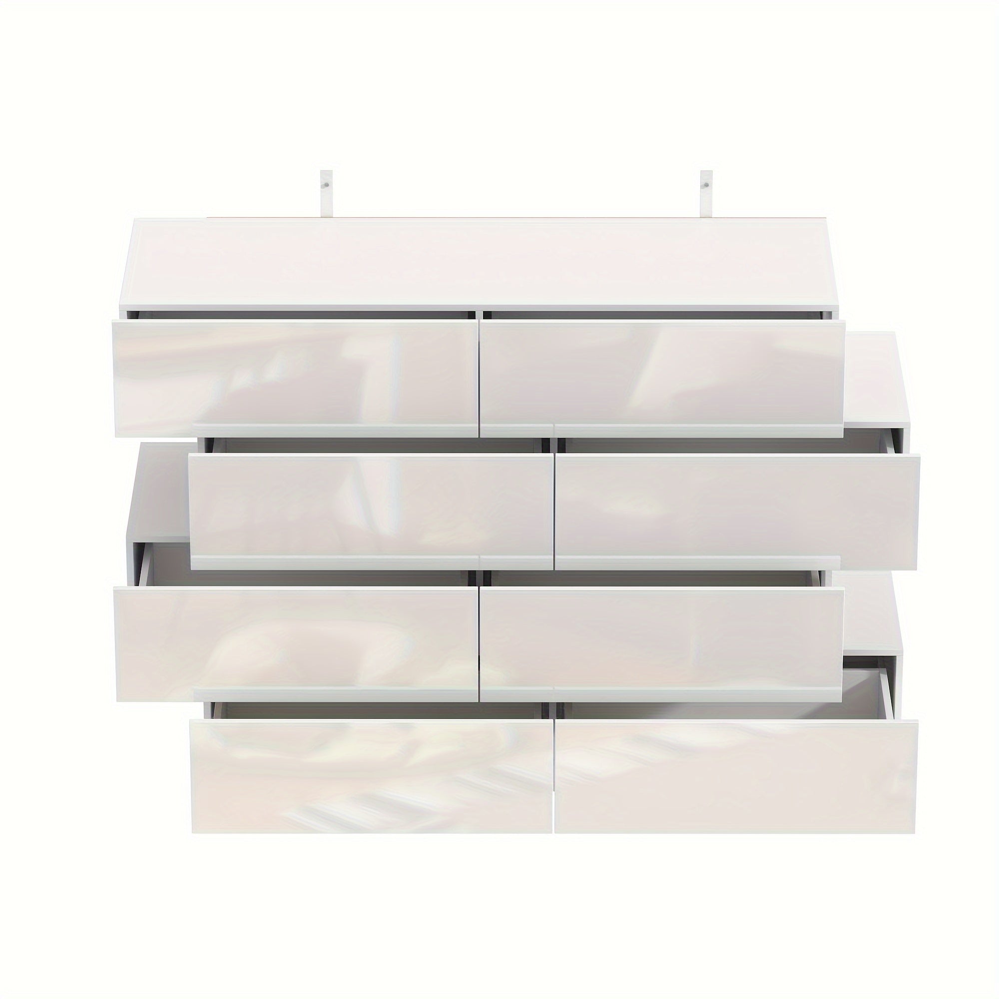 Modern Glossy Drawer Cabinet Storage Cabinet With 8 Drawers Asymmetrical Design Fashionable And Minimalist Design Large