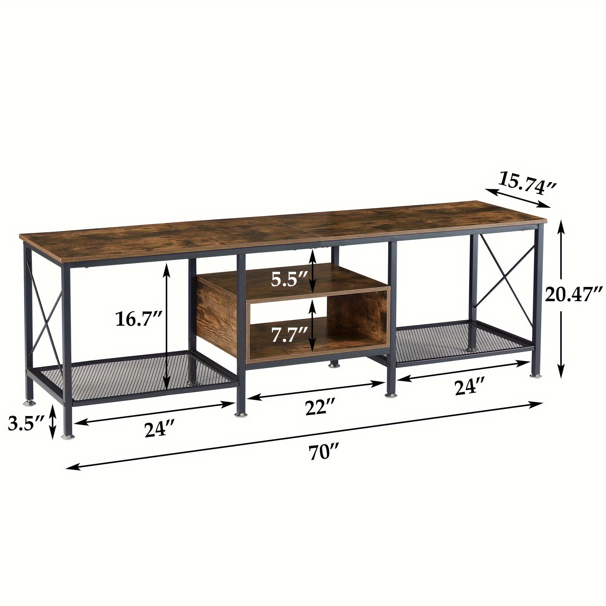 178cm Industrial TV Stand for 203cm Televisions Metal Frame with Open Storage - TV Stand Westberry Furniture