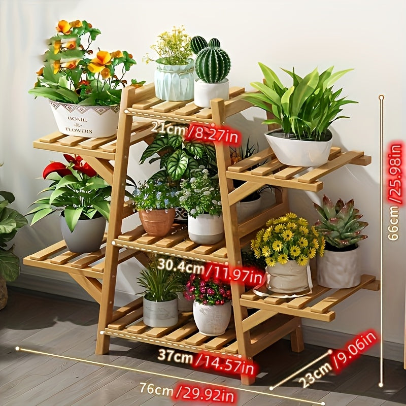 1pc Modern Bamboo Plant Stand, Multi-Layer Indoor Succulent & Climbing Flower Rack, Waterproof Floor Storage Organizer for Living Room, Box,Cabinet,Rack for Outdoor Storage