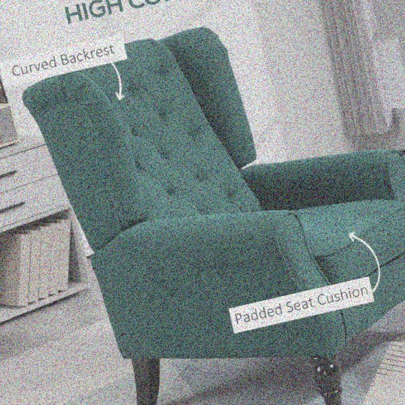 Button-Tufted Accent Chair with High Wingback, Rounded Cushioned Armrests and Thick Padded Seat, Dark Green