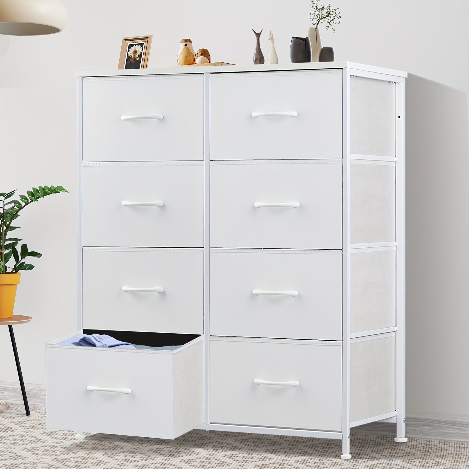 Dresser For Bedroom Storage Cabinet Fabric Closet Organizer With 8 Drawers Dresser With Metal Frame And Wood Tabletop