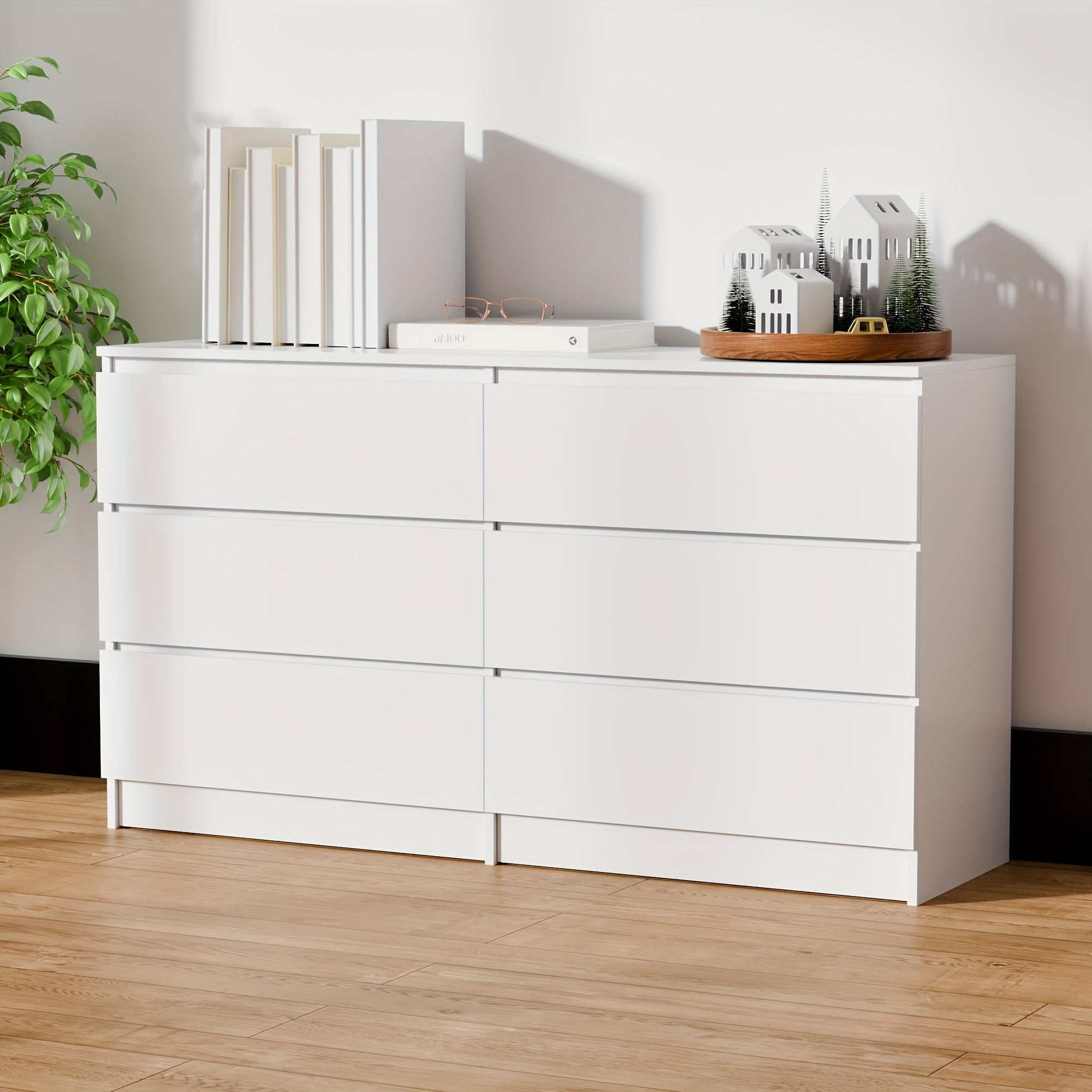 Spacious 6-Drawer Dressing Table - Large Capacity Multifunctional Storage Cabinet for Bedroom & Living Room