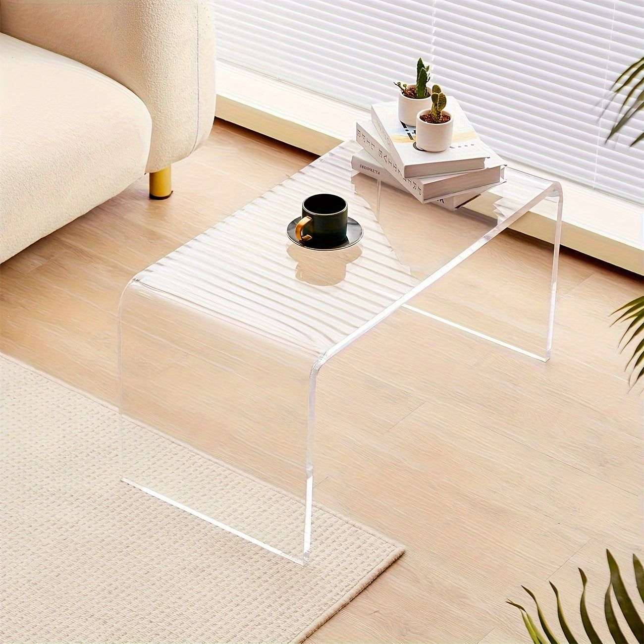 Modern simple acrylic C-shaped side table coffee table-transparent color