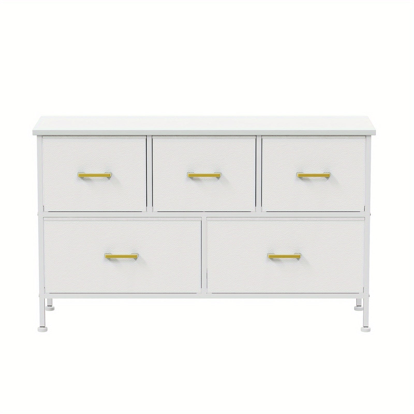 5/8/9 Drawers Dresser For Bedroom White Dresser With Fabric Drawers Chest Of Drawers With PU Finish Metal Handle