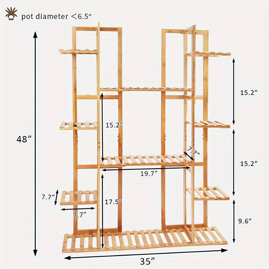 Large Flower Stand Plant Rack Shelf Bamboo Planter Storage Display Shelving Unit