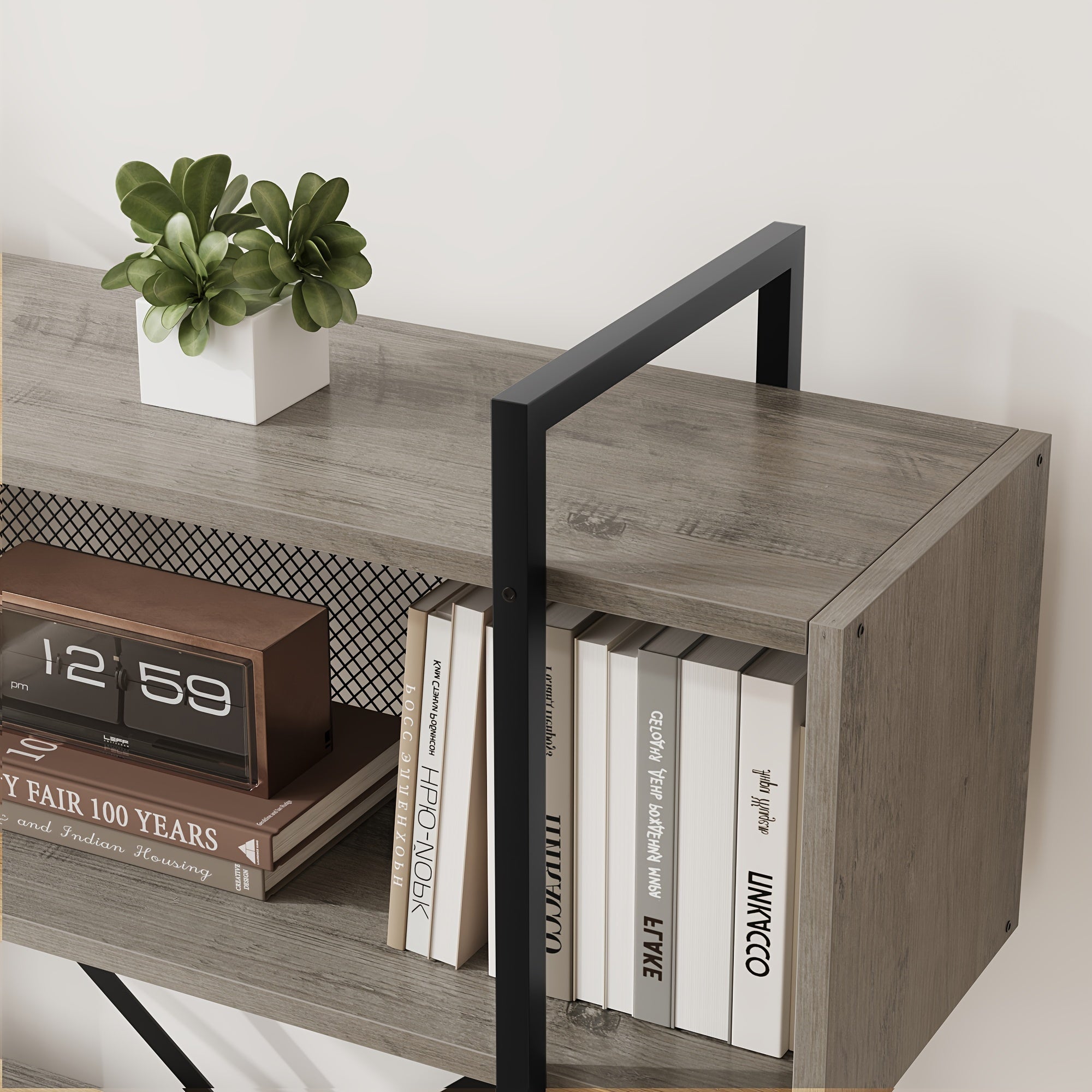6 Tier Bookshelf with Storage 180cm Tall Industrial Book Shelf with Open Display Bookshelves 6 Shelf Bookcase