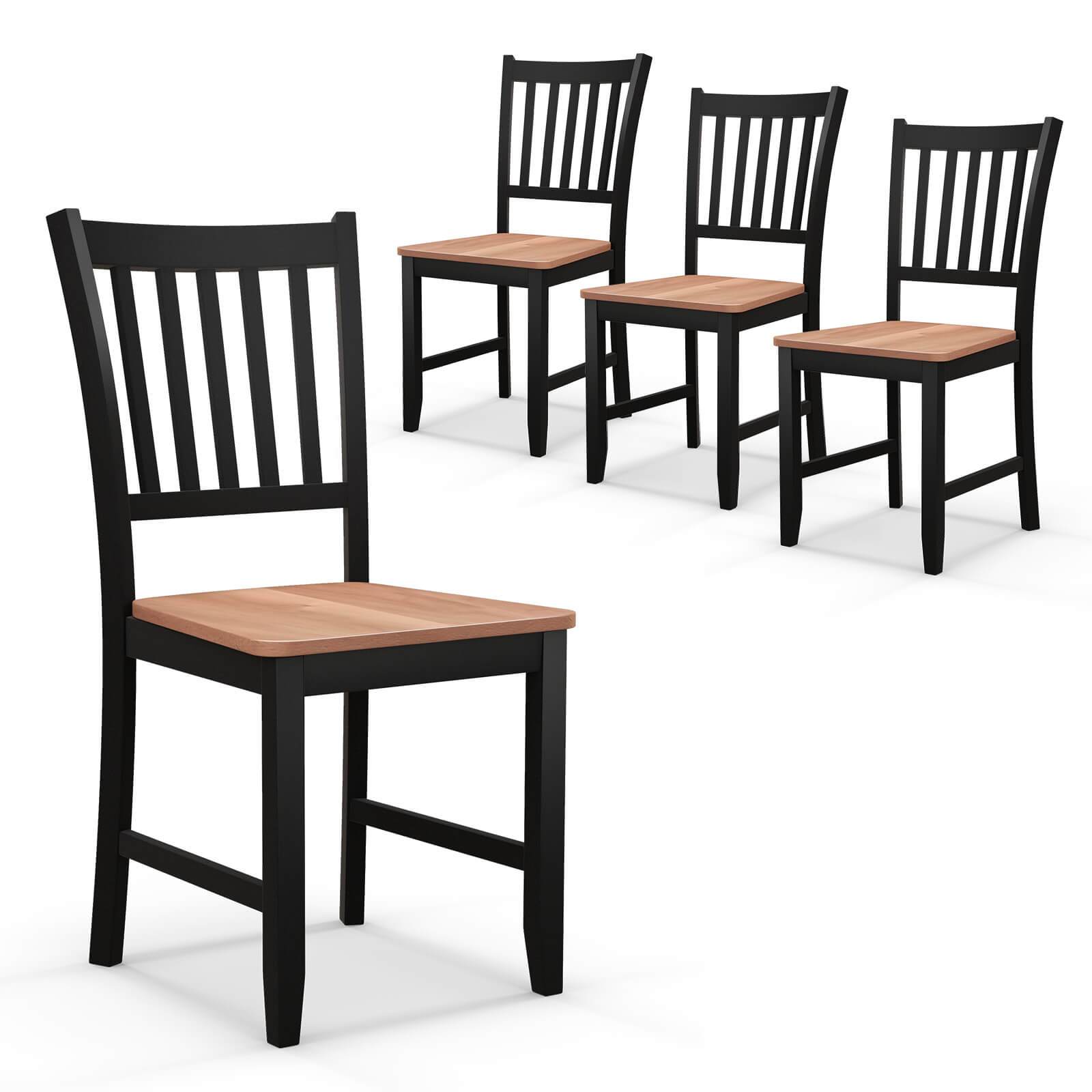 Set of 4 Dining Chair Kitchen Spindle Back Side Chair with Solid Wooden Legs