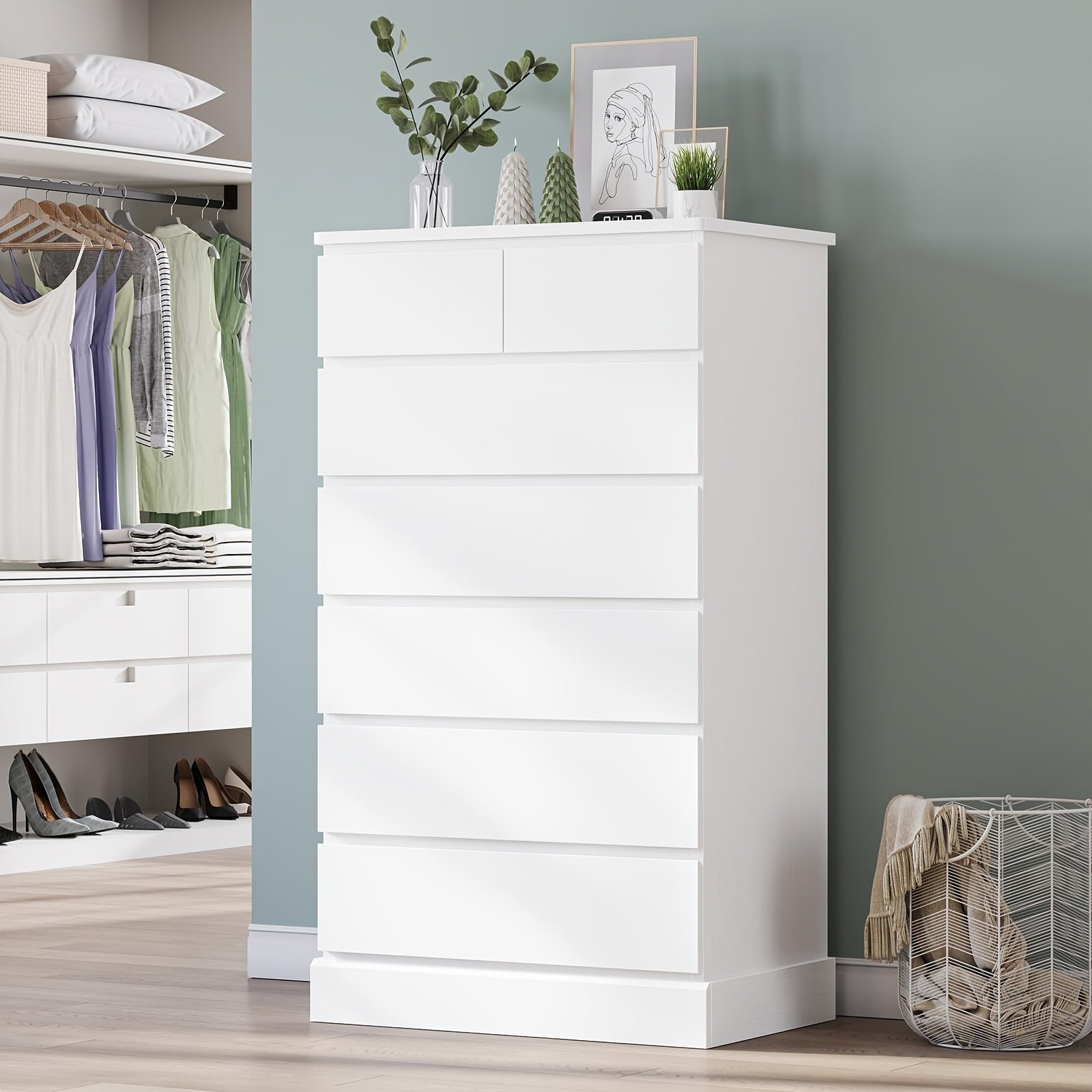 Tall Dresser With 7 Drawers For Bedroom 132cm Tall Dresser And Chest Of Drawers Modern Closet Organizer And Storage