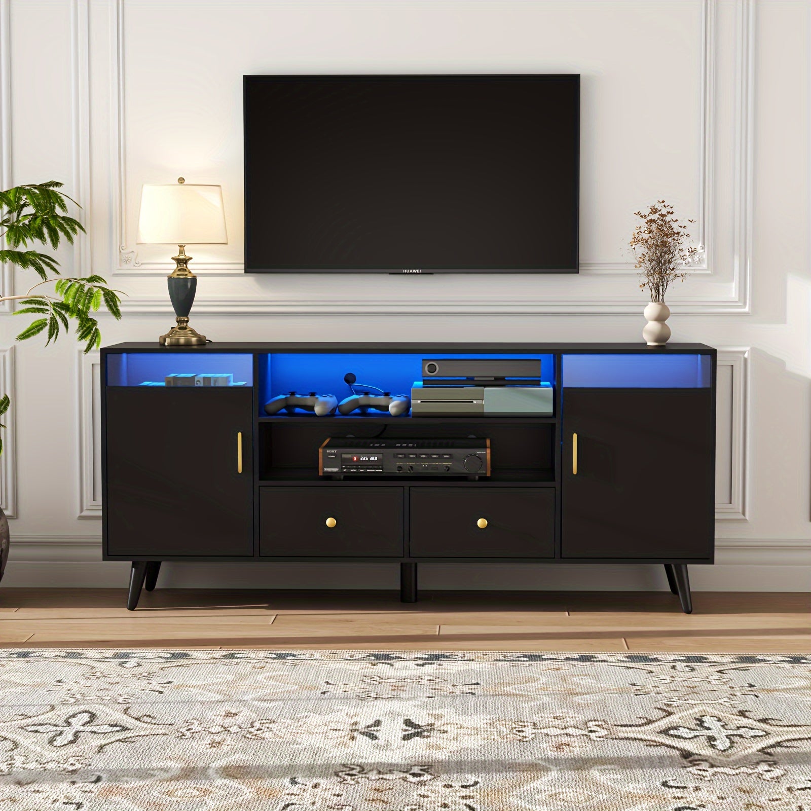 Tv Stands For Living Room, Tv Stand 65 Inch, Entertainment Center With Storage, Tv Console For Bedroom, Black Tv Stand With Storage, Tall Tv Stand With Drawers