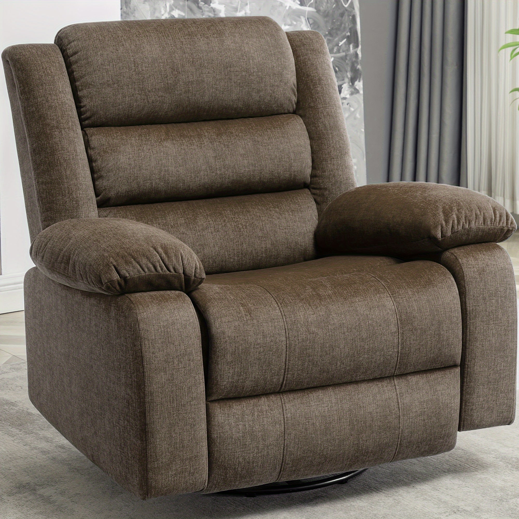 Massage Swivel Rocker Recliner with Heat and Vibration Massage, Overstuffed Manual Rocking Recliner Living Room Chair