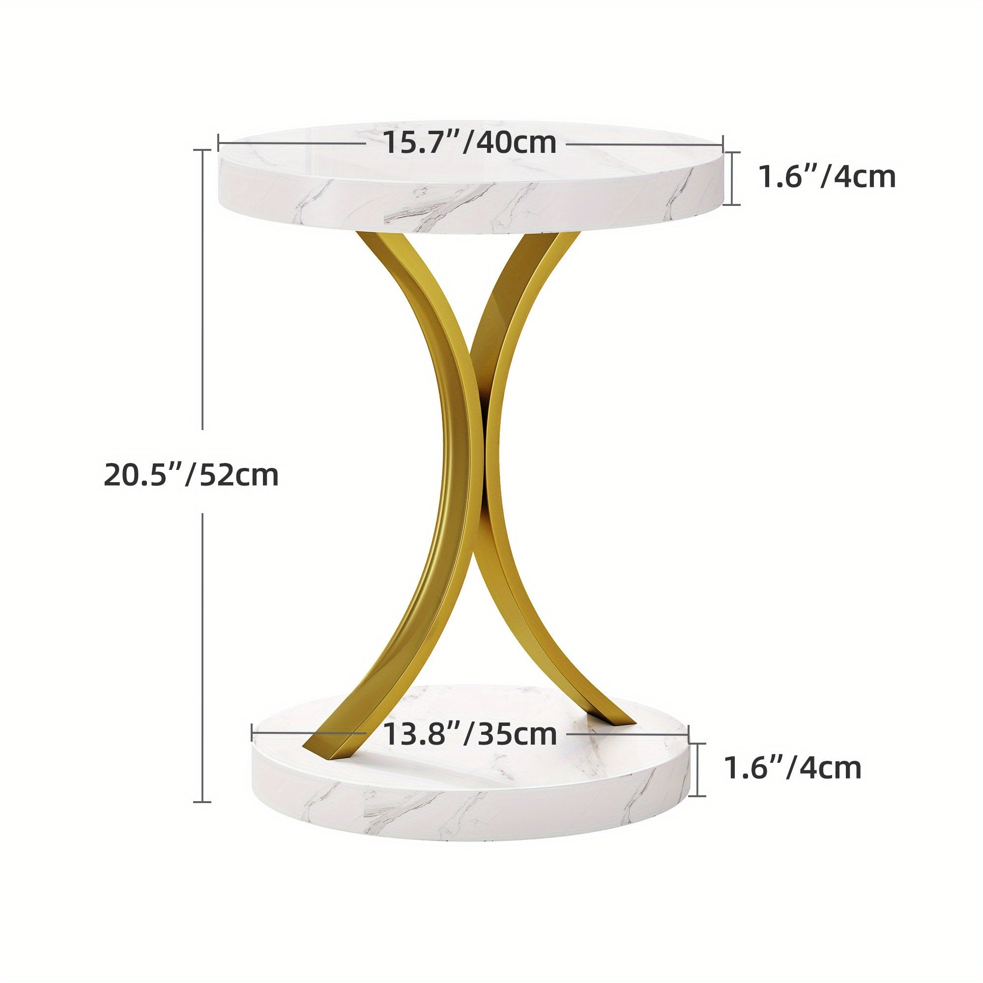 Contemporary Gold Side Table with Faux Marble Tabletop for Living Space