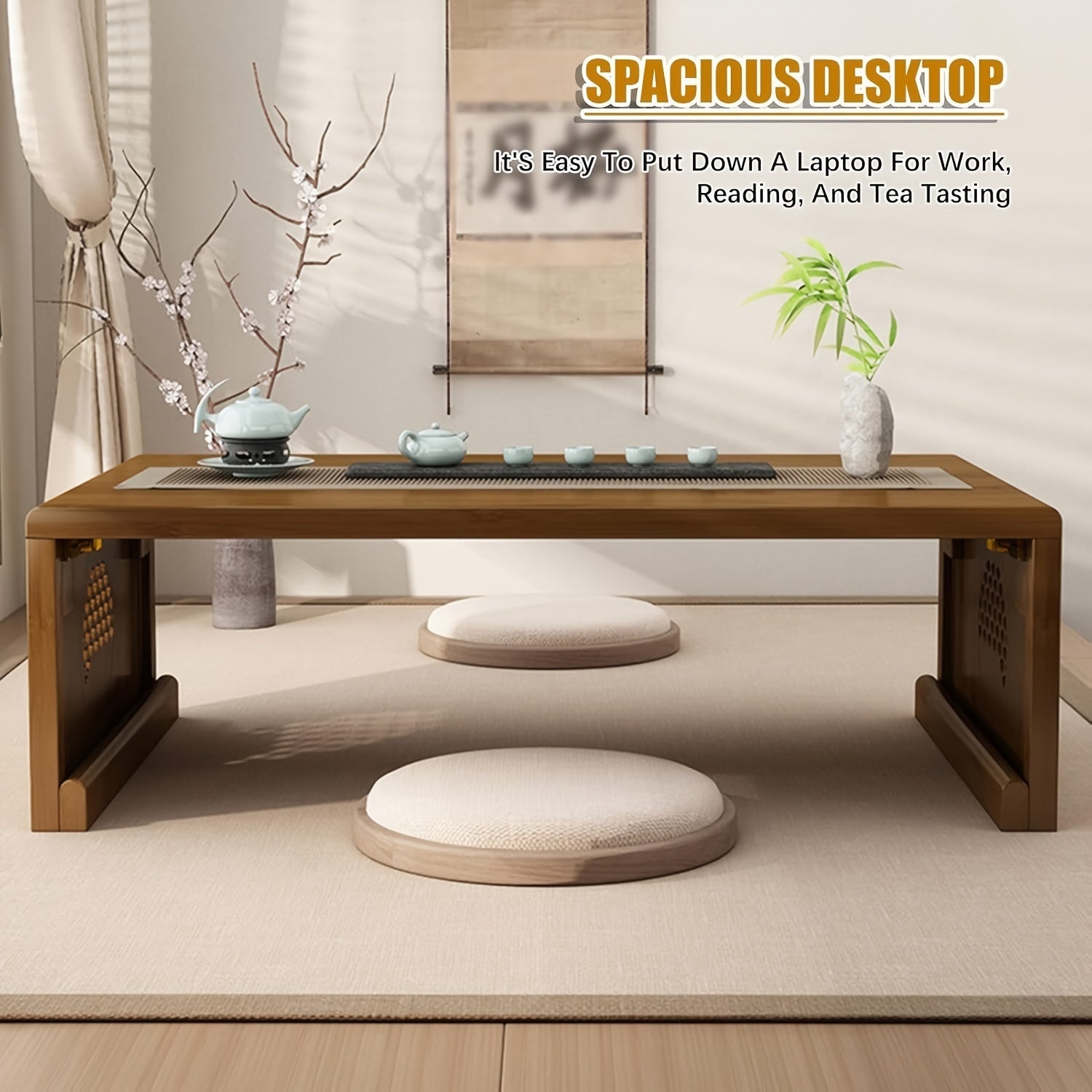 Japanese Folding Coffee Table Foldable Floor Table Bamboo Low Table For Living Room Dining Room Tea Tatami Home