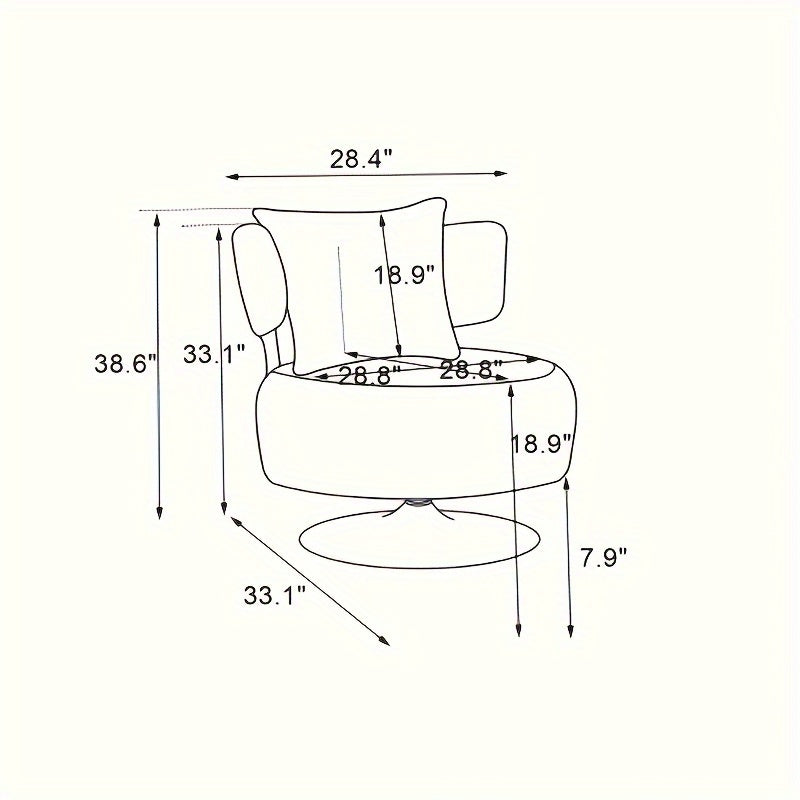 Swivel Armchair, Fabric Round Barrel Chair, Suitable For Living Room Bedroom