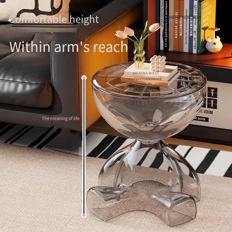 Modern Acrylic Coffee Table - Sleek Transparent Design with Sturdy Base, Multi-Functional Storage, Ideal for Living Room & Bedroom Decor, Contemporary Style