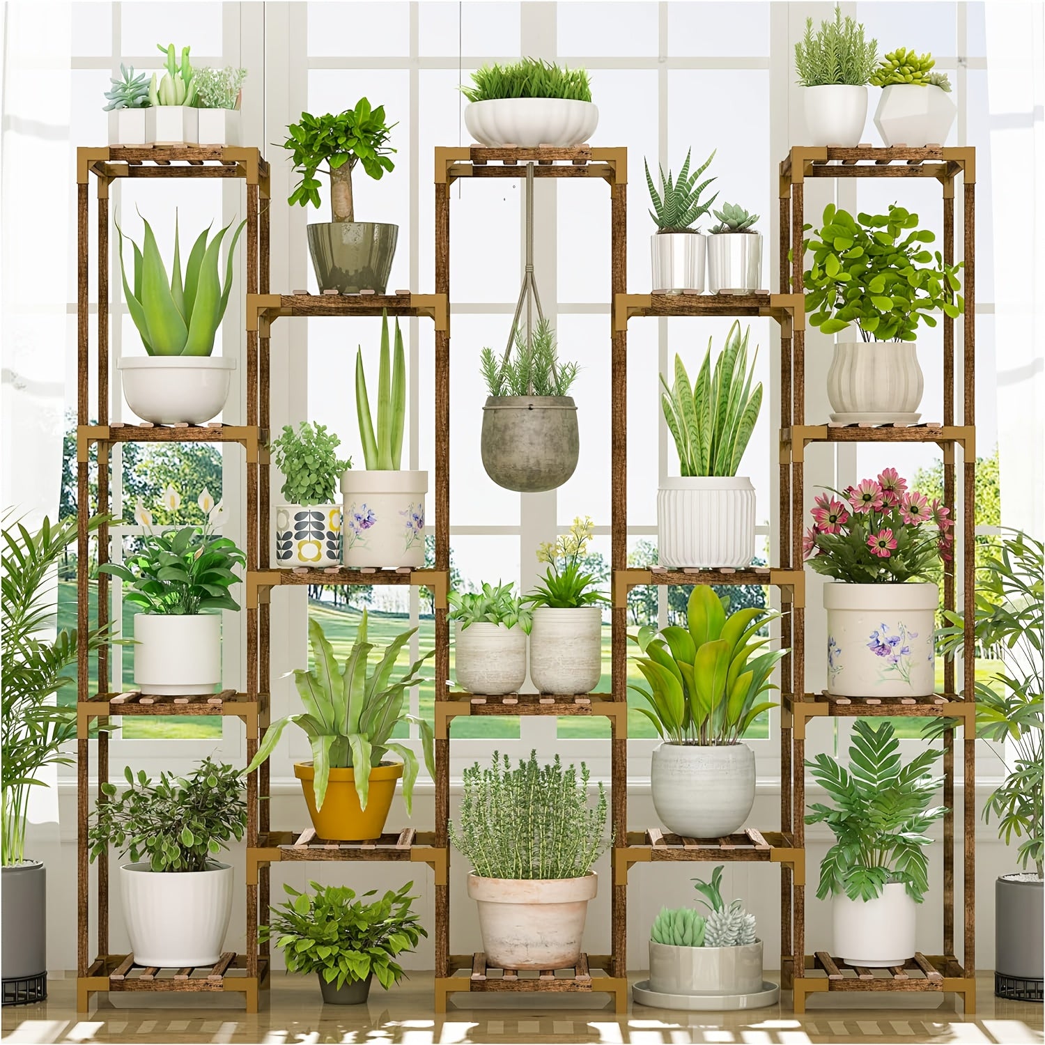 Plant Stand Indoor Outdoor, 17 Tier Large Tall Plant Shelf For Indoor Plants Multiple, Wood Plant Stand Rack Holder Table For Living Room Garden Patio Window Display Rack