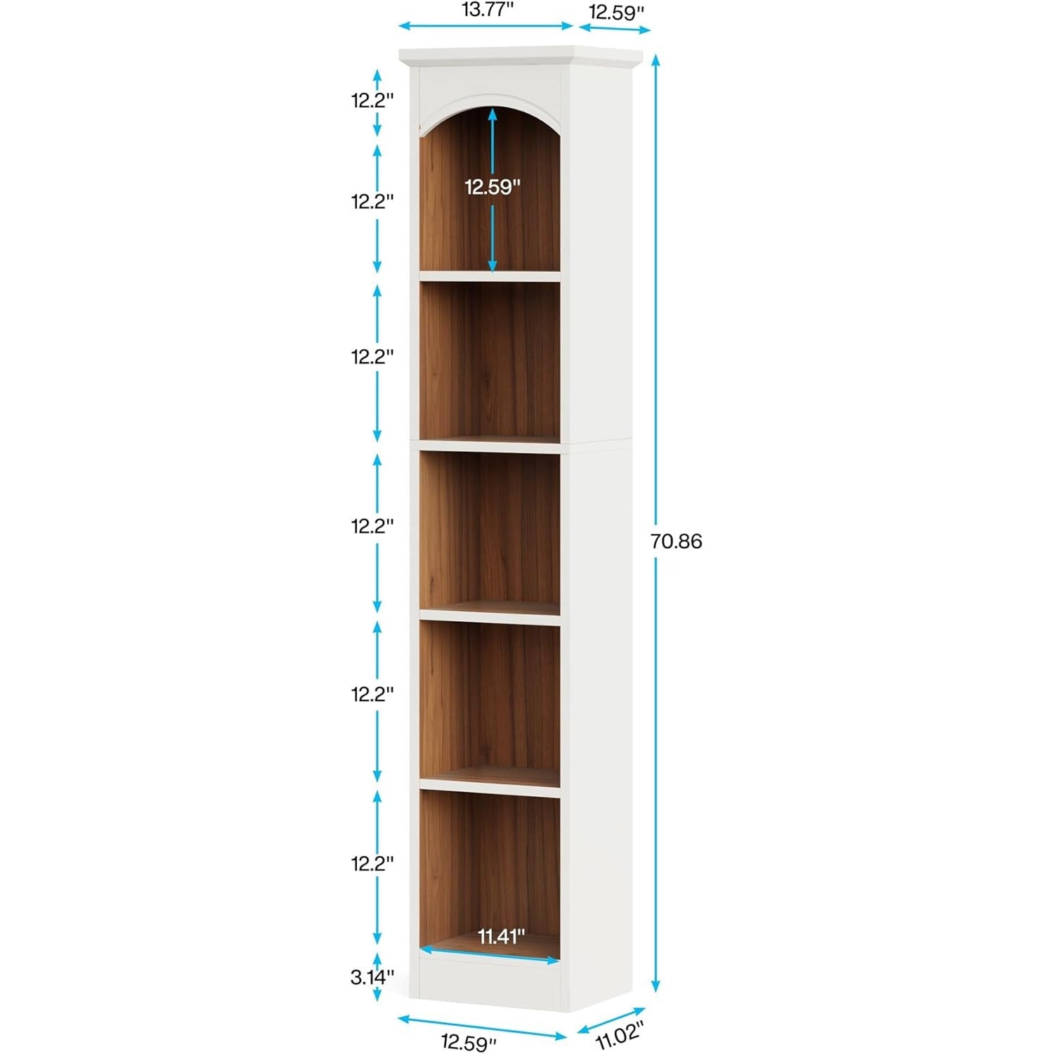 Tall Narrow Bookcase Multi-Tier Cube Bookshelf with Storage Modern Slim Corner Display Shelves for Home Office Living