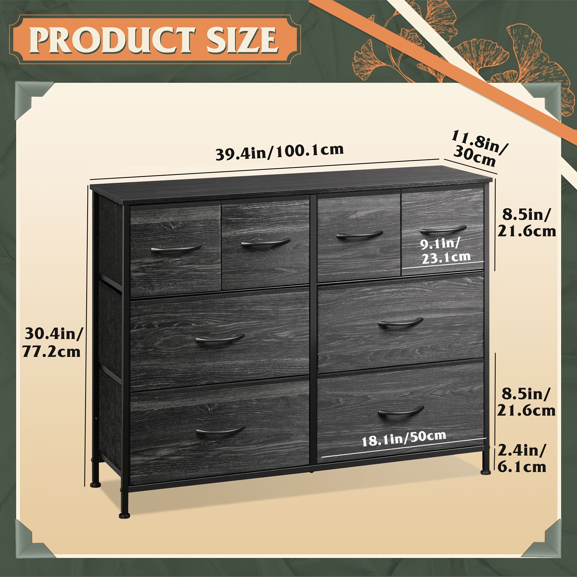 Dresser for Bedroom with 8 Drawers Wide Fabric Dresser for Storage and Organization Bedroom Dresser Chest of Drawers