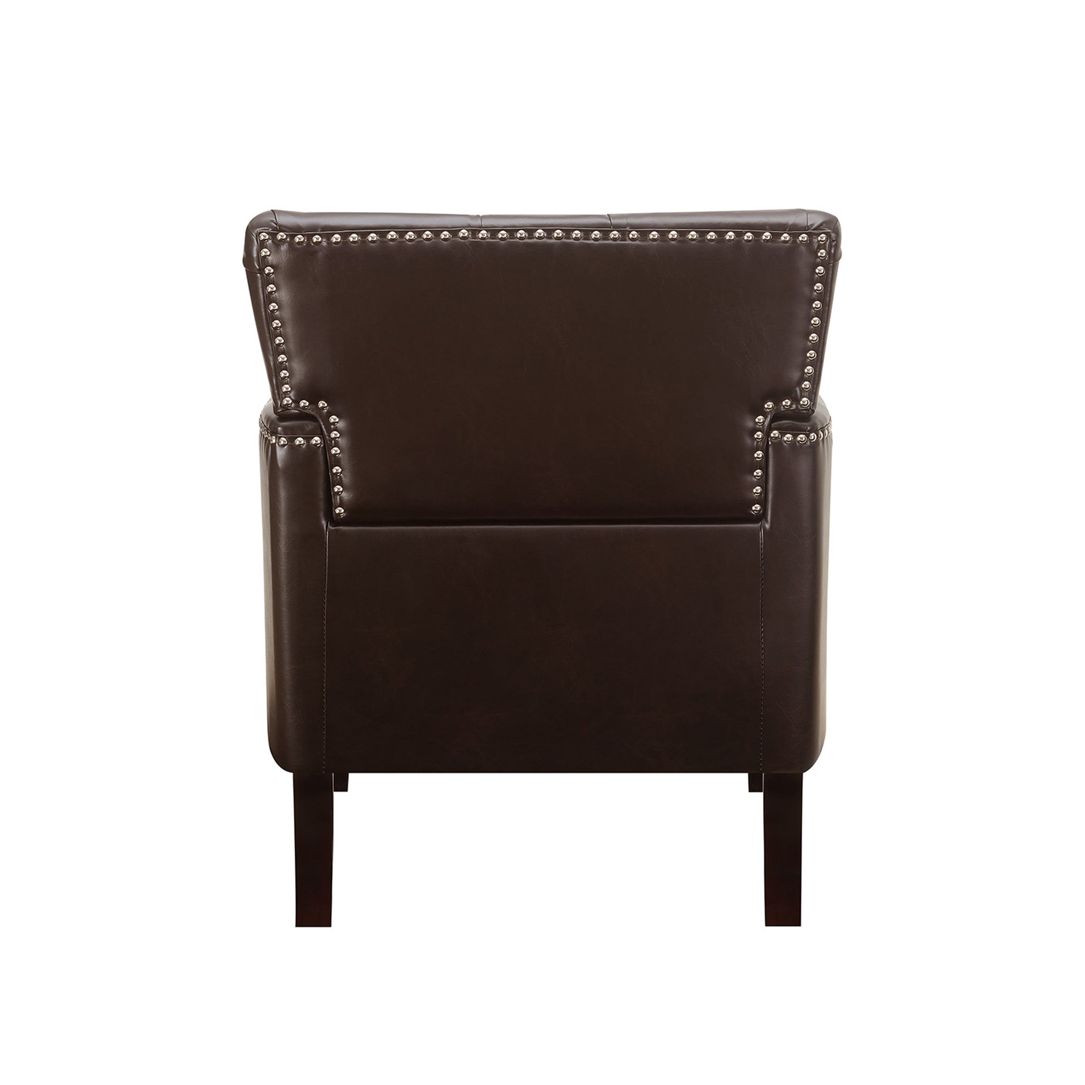 Leather Tufted Club Chair, Upolstered Accent Chair Wood Leg For Livingroom, Brown