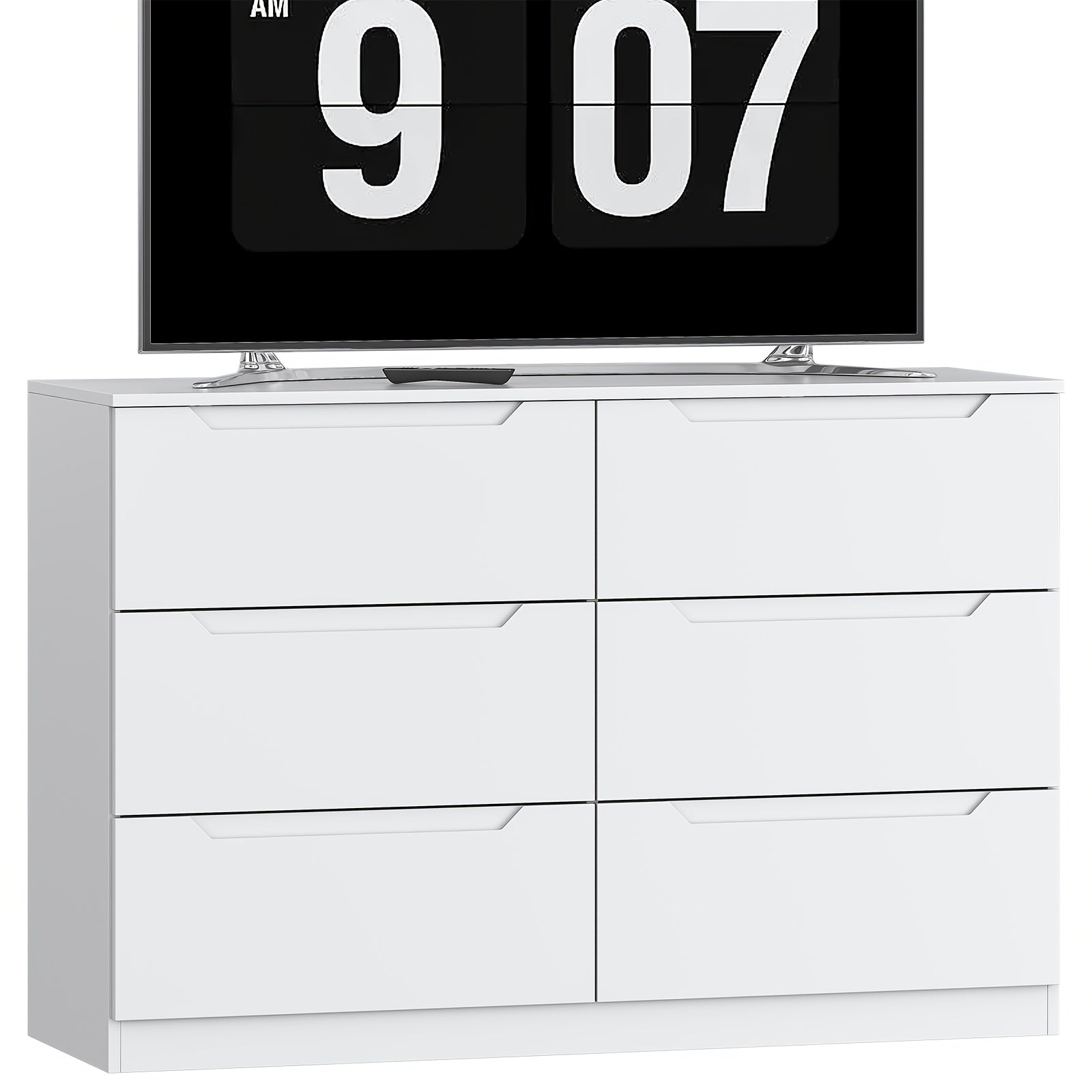 5-Drawer White Dresser | Modern Metal Chest of Drawers with Lockable Storage | Sleek Design for Bedroom Living Room