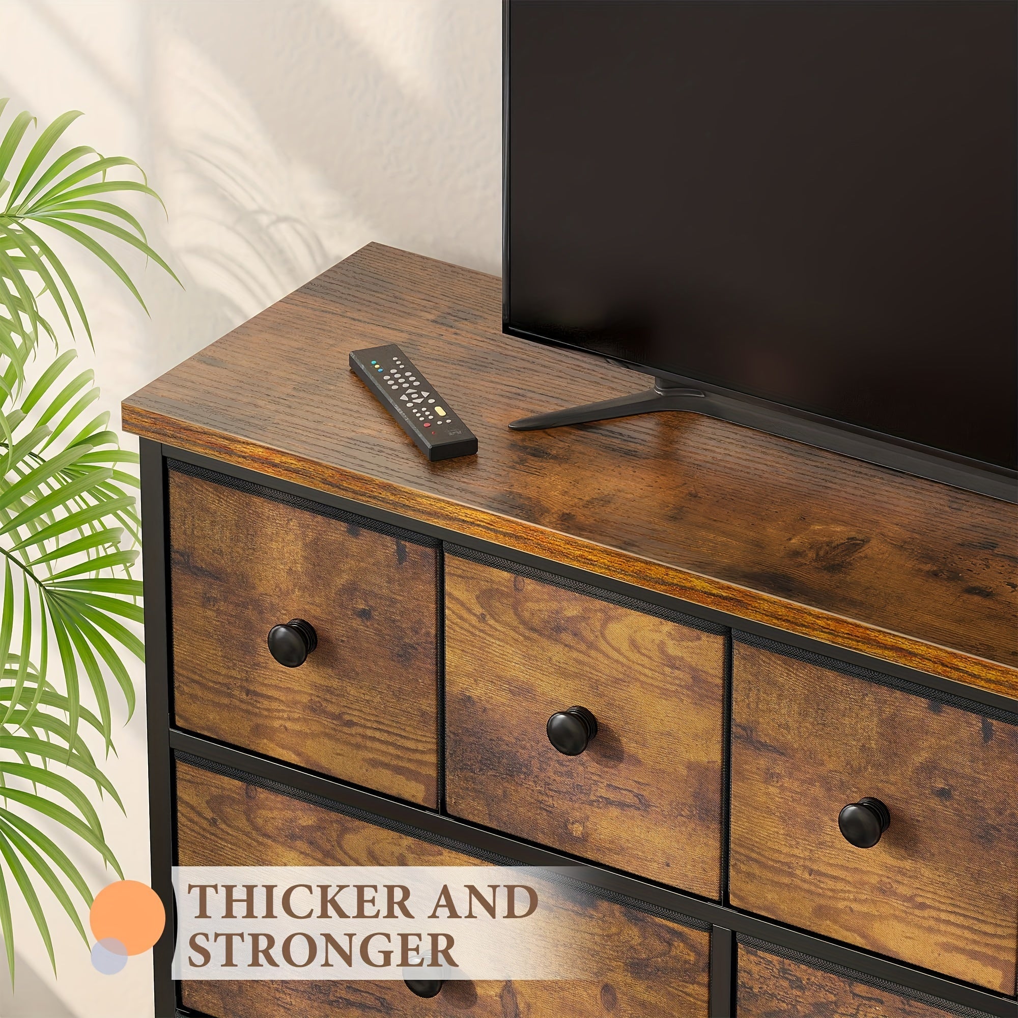 Dresser 12 Drawer Dresser For Bedroom Fabric Dressers & Chests Of Drawers For Bedroom Living Room Wood Top Metal Frame