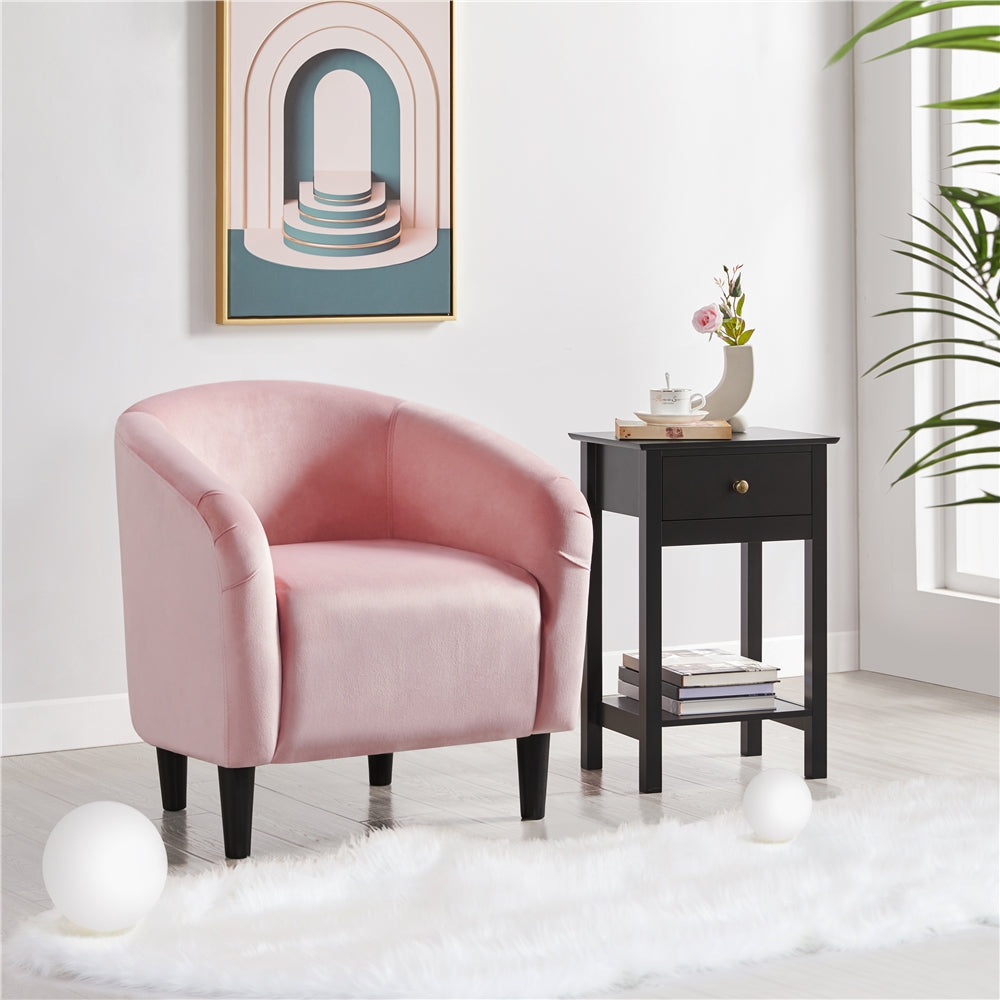 Velvet Club Chair Accent Arm Chair Upholstered Barrel Chair Black/Navy Blue/Gray/Pagoda Blue/Rose Red/Pink/Yellow