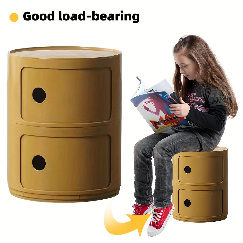 2/3 Layer Nordic Round Bedside Table Bedroom Small Side End Table Nightstand Storage Locker for Living Room Bedroom