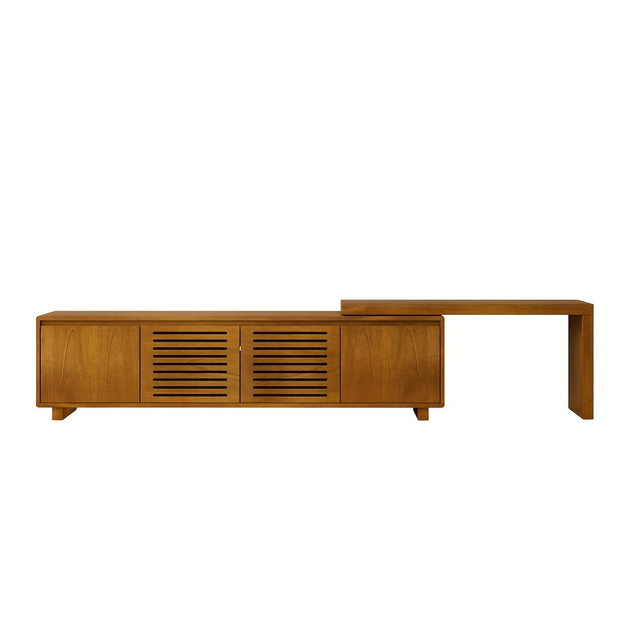 Mid-Century Modern Extendable TV Stand Wood-Based Panel & Hardwood Entertainment Center Farmhouse Media Console
