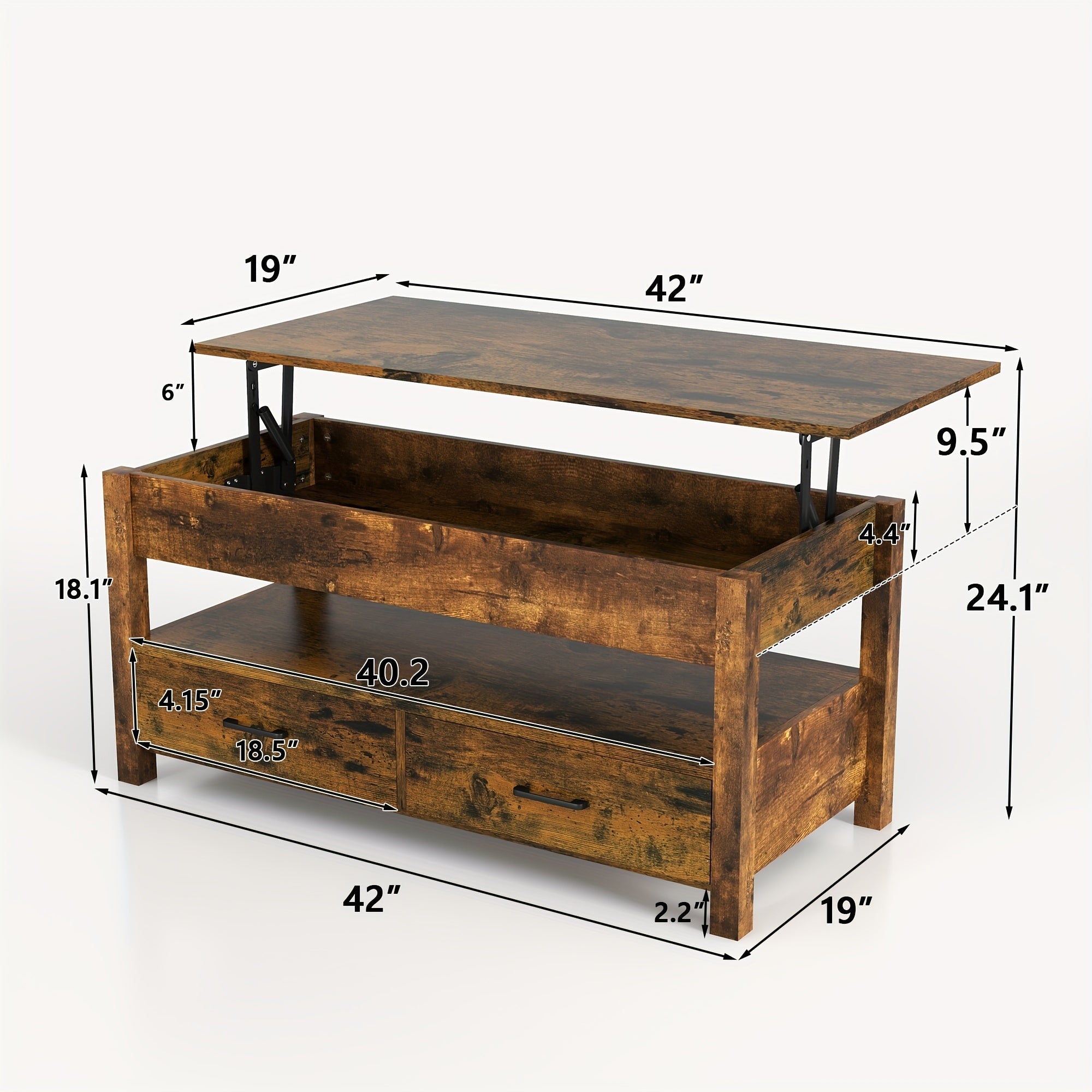 Lift Top Coffee Table Central Table W/Drawers&Hidden Compartment For Living Room - Black - Coffee Tables Westberry