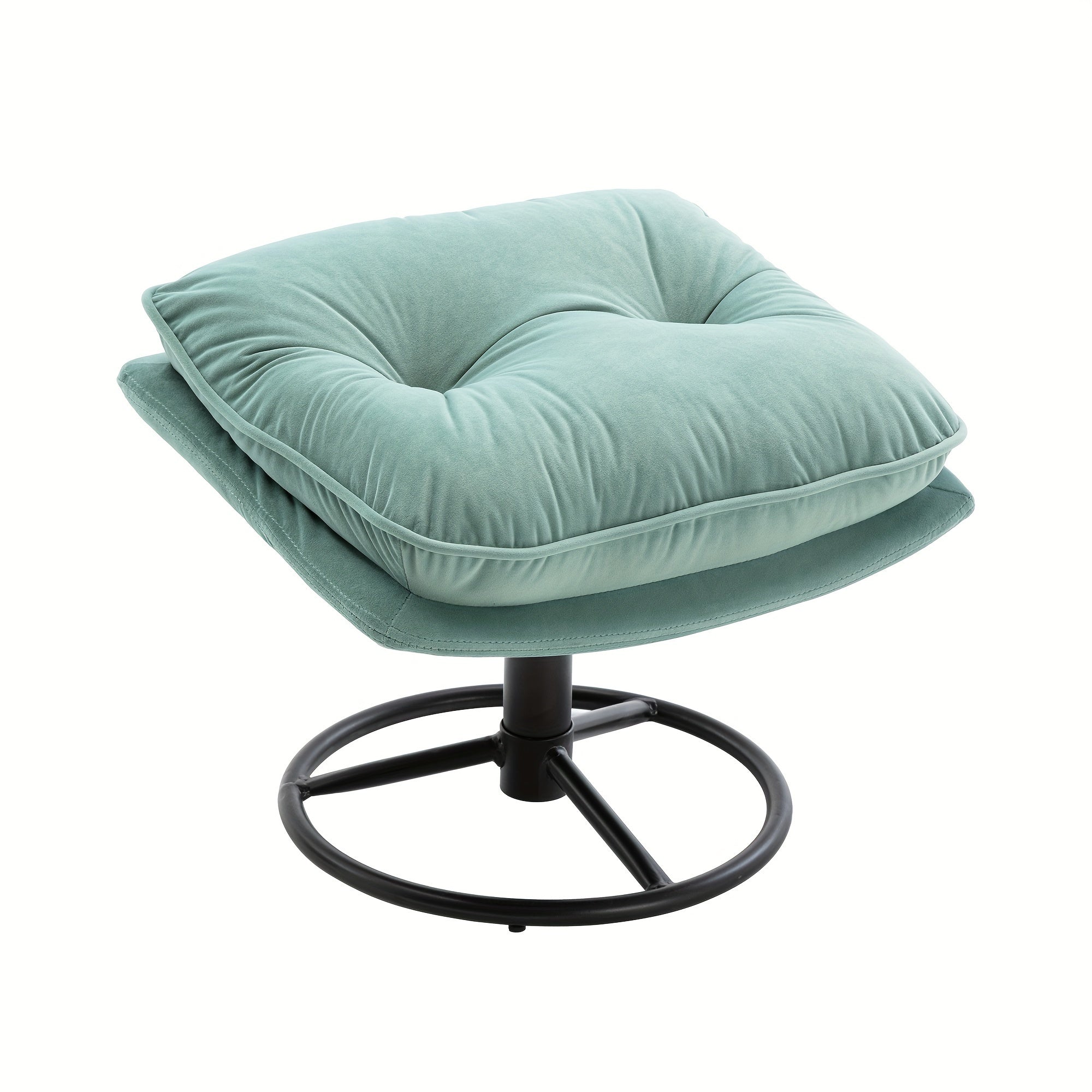 Velvet Swivel Accent Chair With Ottoman Set, Modern Tufted Armchair With Footrest For Living Room, Reading TV Chairs For Adults, Comfy Chaise Lounge Chairs With 360 Degree Swiveling For Bedroom - TEAL