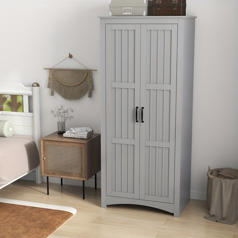 Wardrobe Armoire Closet, Bedroom Wardrobe Closet, 2 Door Gray Wardrobe Cabinet