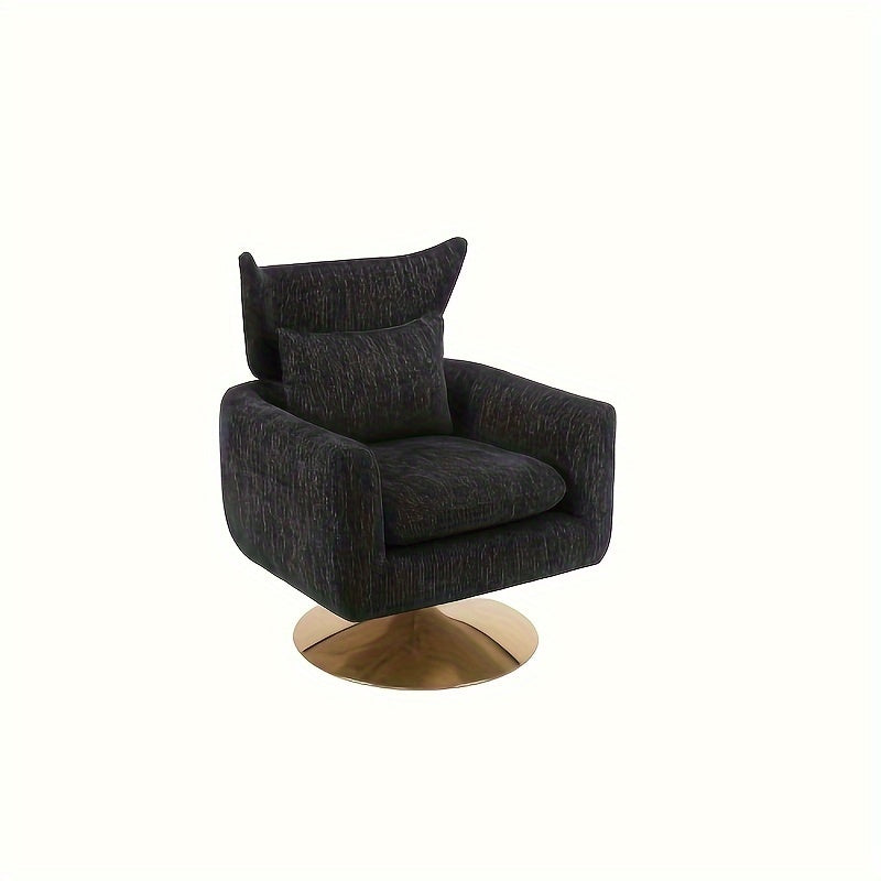 Classic Mid-Century 360 Degree Swivel Armchair In Teddy Fabric With Cushion