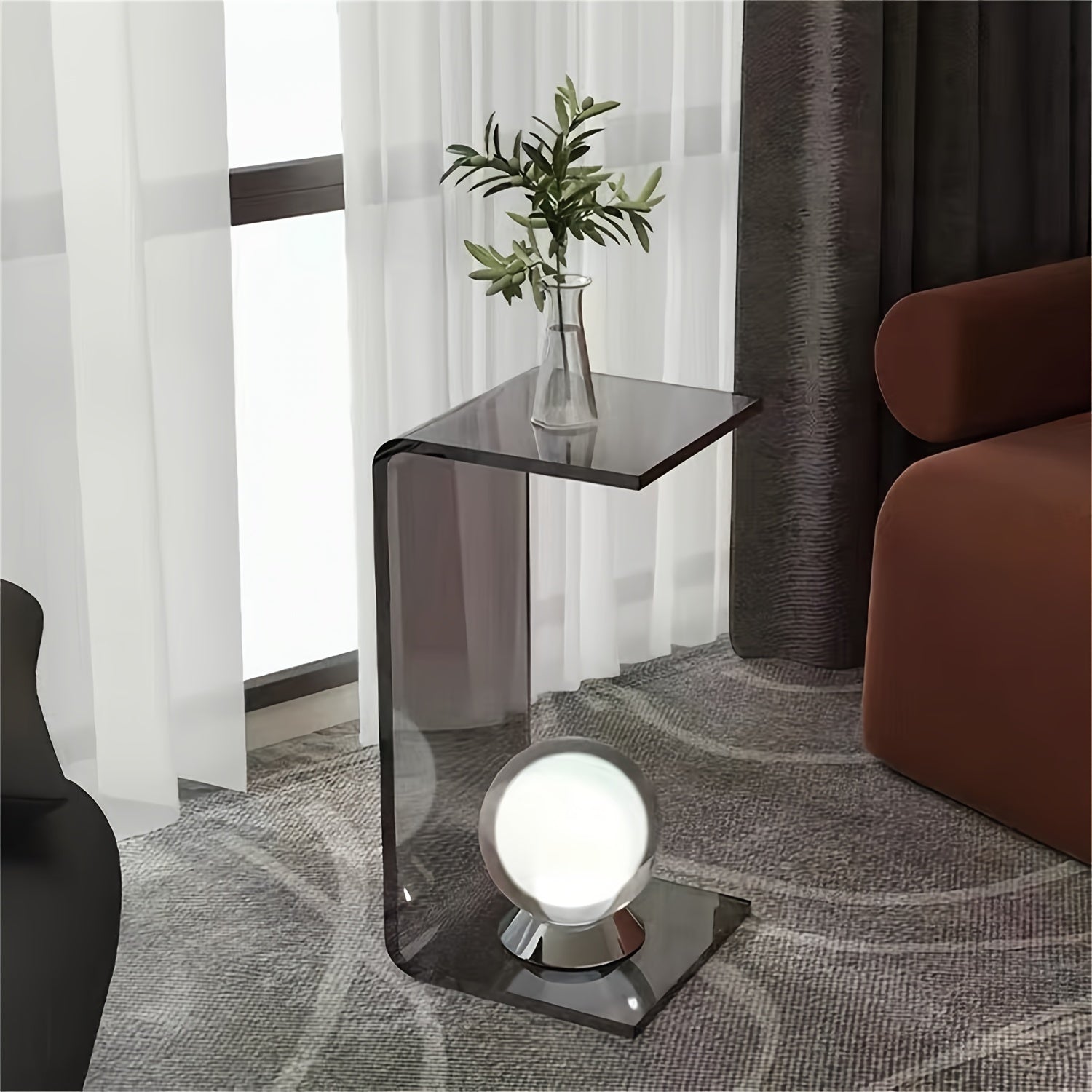 Acrylic Side Table Light Luxury Sofa Small Coffee Table Italian Minimalist Side Table Scandinavian Style Transparent Glass Living Room Side Table