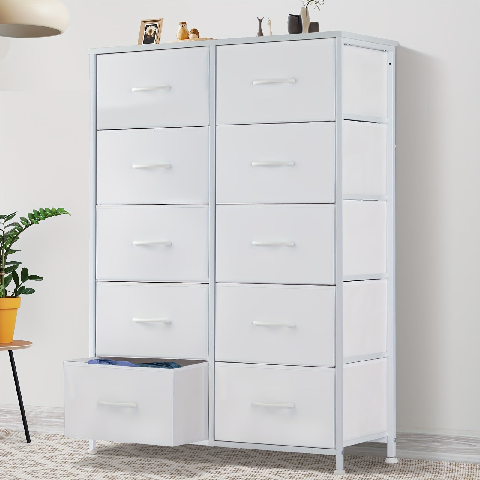 Idle Way Dresser For Bedroom With 10 Drawers Dresser With Metal Frame And Wood Tabletop Clothes Drawer Fabric Closet