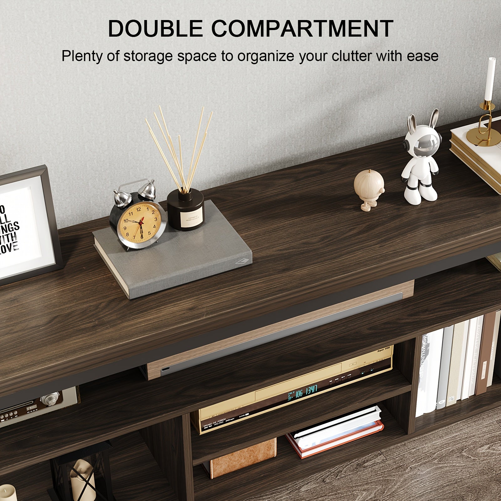 TV Stand for TVs Up to 70 Inch Sofa Table Industrial Wood Entertainment Center with 3 Tier Wood Storage Shelf TV Media